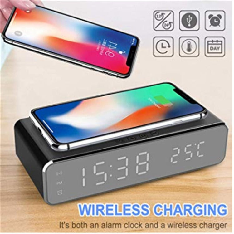Station de Charge Sans Fil avec Horloge & Thermomètre