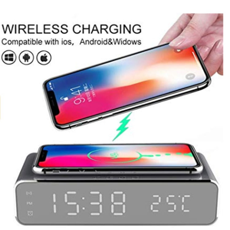 Station de Charge Sans Fil avec Horloge & Thermomètre