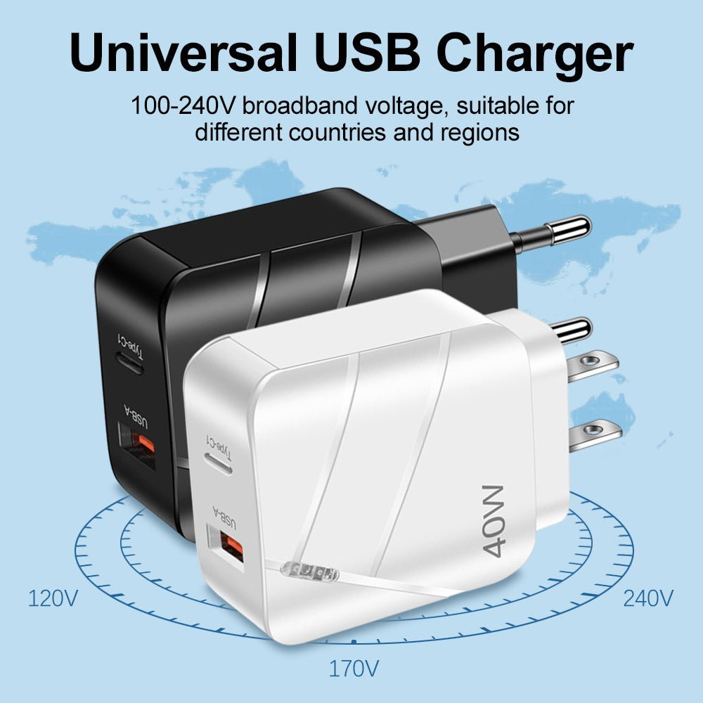 Chargeur Rapide 40W USB-C PD & QC 3.0