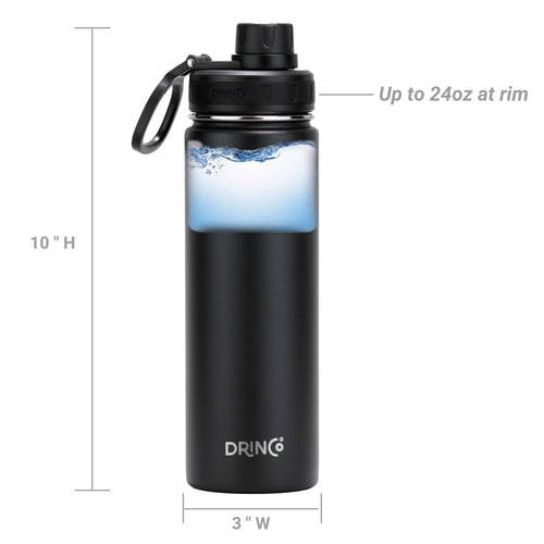 Gourde de sport en acier inoxydable 650 ml – Noire