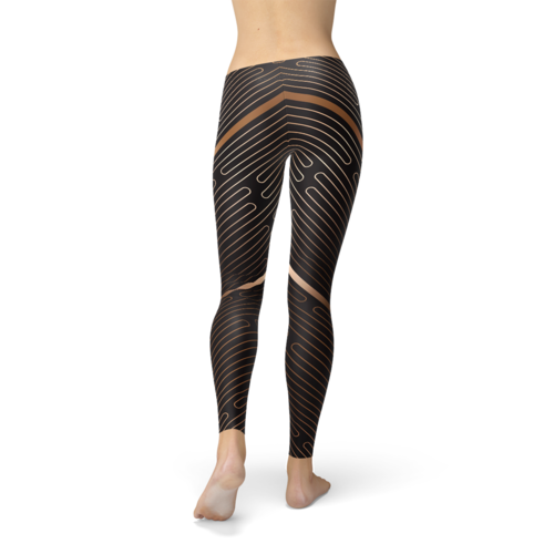 Leggings marron de sport à rayures pour femmes