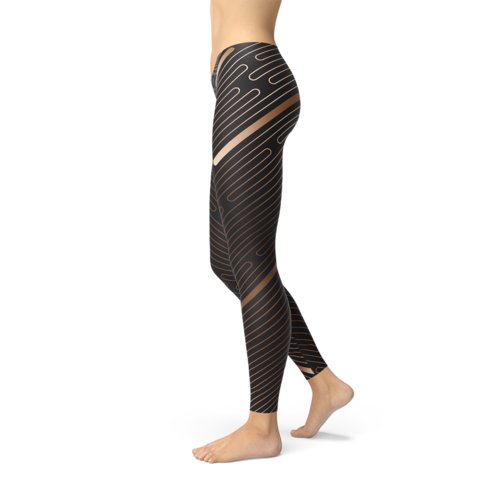 Leggings marron de sport à rayures pour femmes